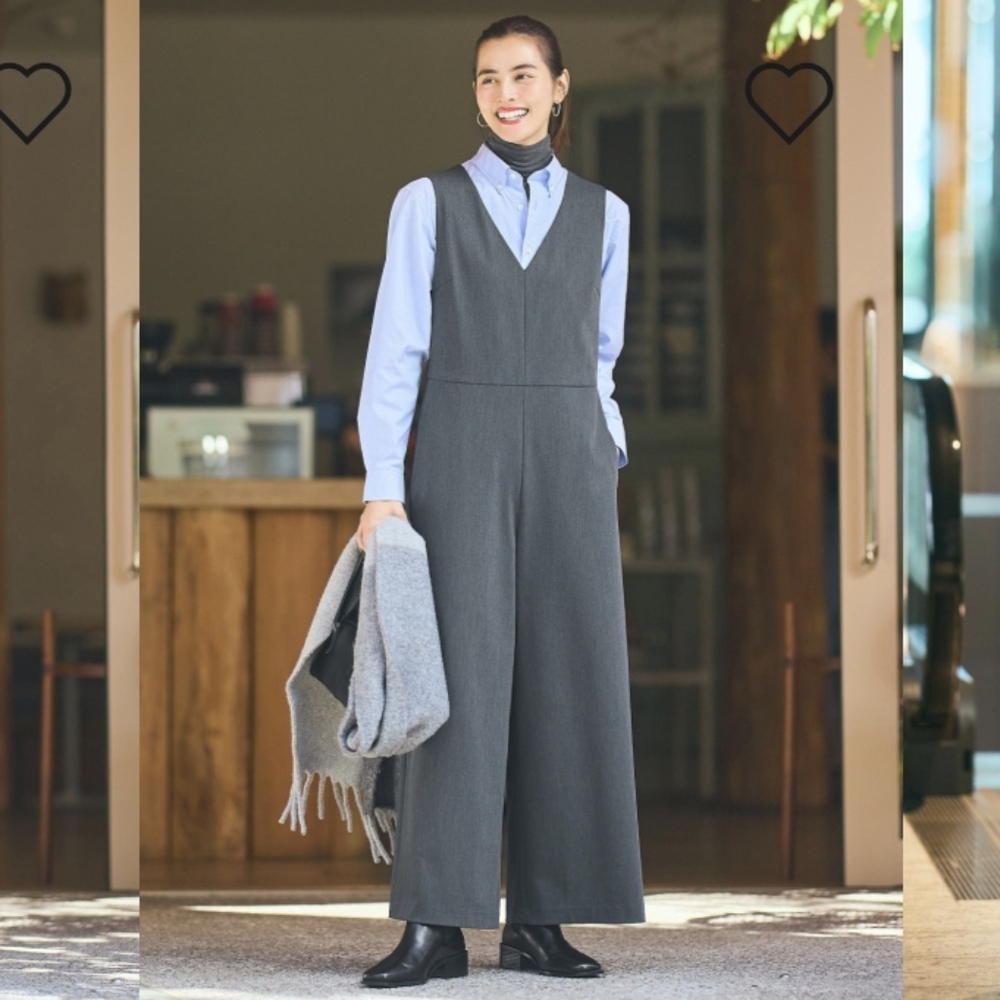 Gray V- Neck Jumpsuit